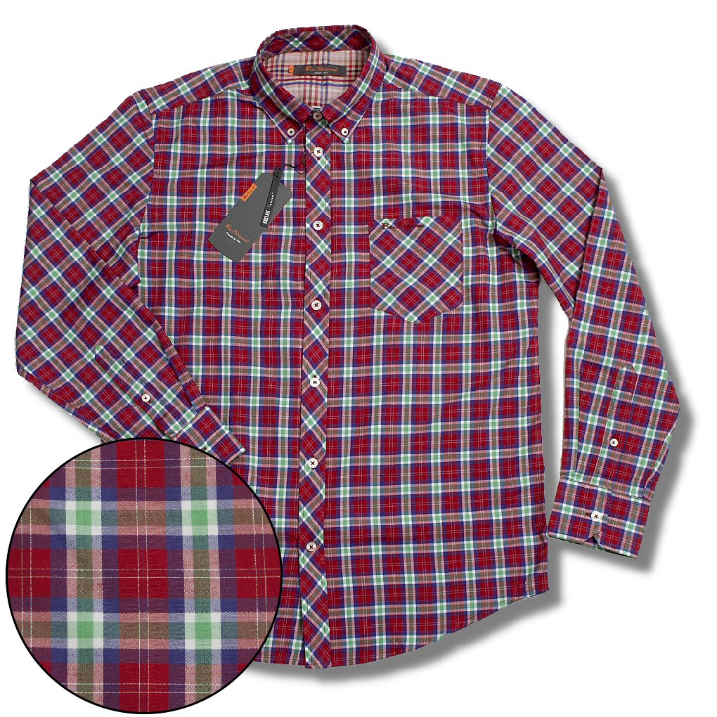 /Ben Sherman Union Fit Autumnal Check L/S Button Down Shirt Red Blue